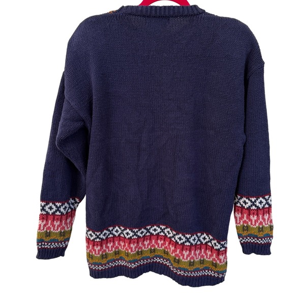 VTG Reference Point Floral‎ Sweater Sz L Cottagecore Fair Isle Coastal Grandma - Picture 2 of 6